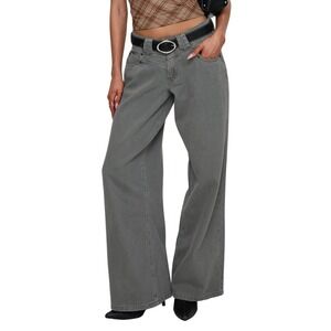 Princess Polly Jeans Size 4 Gray West Side Wide Leg Western Cotton Baggy Cotton